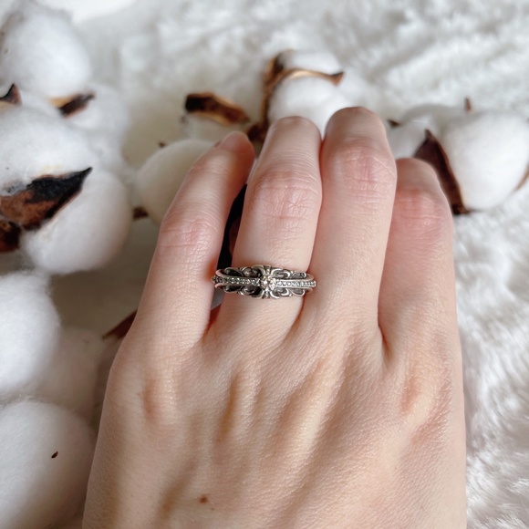 Chrome Hearts Ring Baby Classic Floral Cross Silver 925 Diamond Ring - Picture 4 of 13